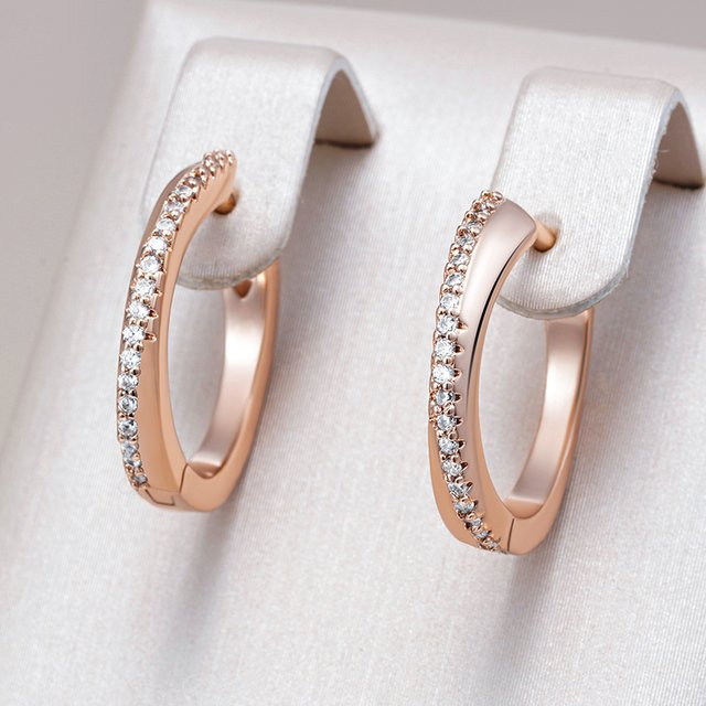 Kinel Creolen, 585 Roségold, Zirkon, Damen - Bild 1