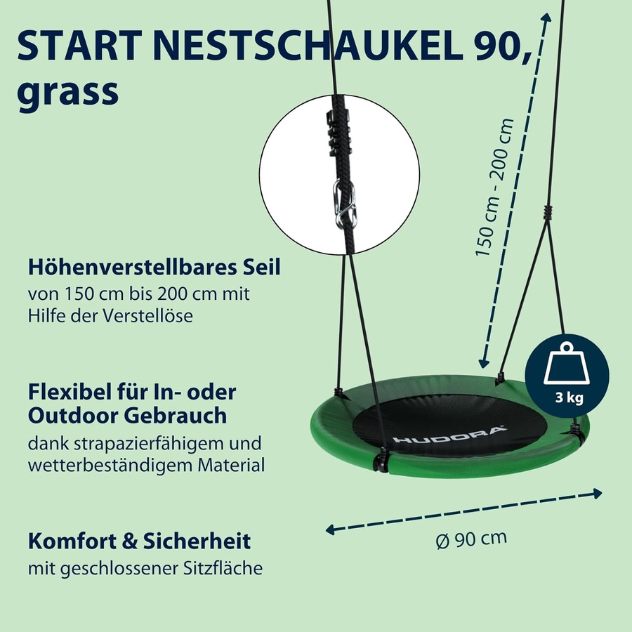 HUDORA Nestschaukel Start 90 höhenverstellbar, grün, Durchmesser: 90 cm - Bild 2