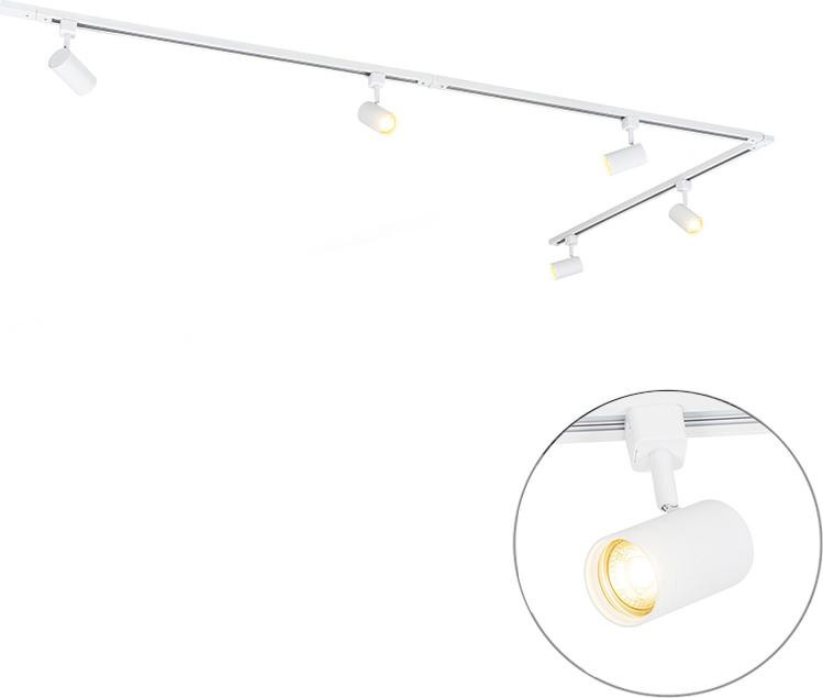 QAZQA Iconic Jeana Smartes Schienensystem Weiß, 1-phasig, 5-flammig mit Wifi GU10 LED, Extra-Warmweiß - Bild 1