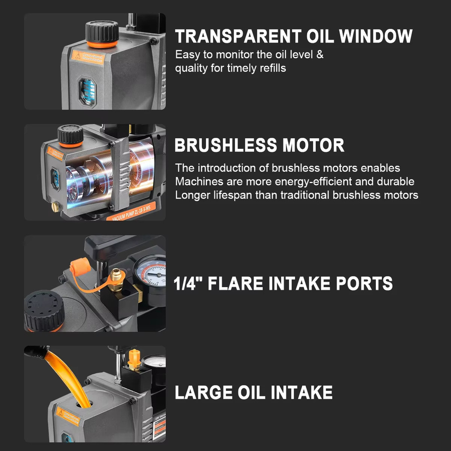 Makita Bürstenlose Kältemittel-Vakuumpumpe für Klimaanlagen mit 1/2 PS, 8400 U/min und 7 CFM, kompatibel mit Makita 18 V Akku - Bild 5