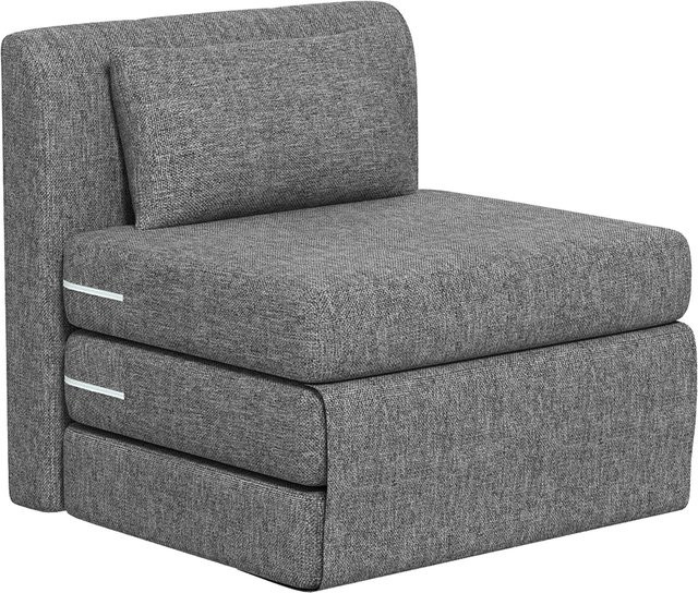 HOMCOM 2-in-1 Bodensessel und klappbares Schlafsofa in Grau mit Leinenoptik und Metallrahmen - Bild 1