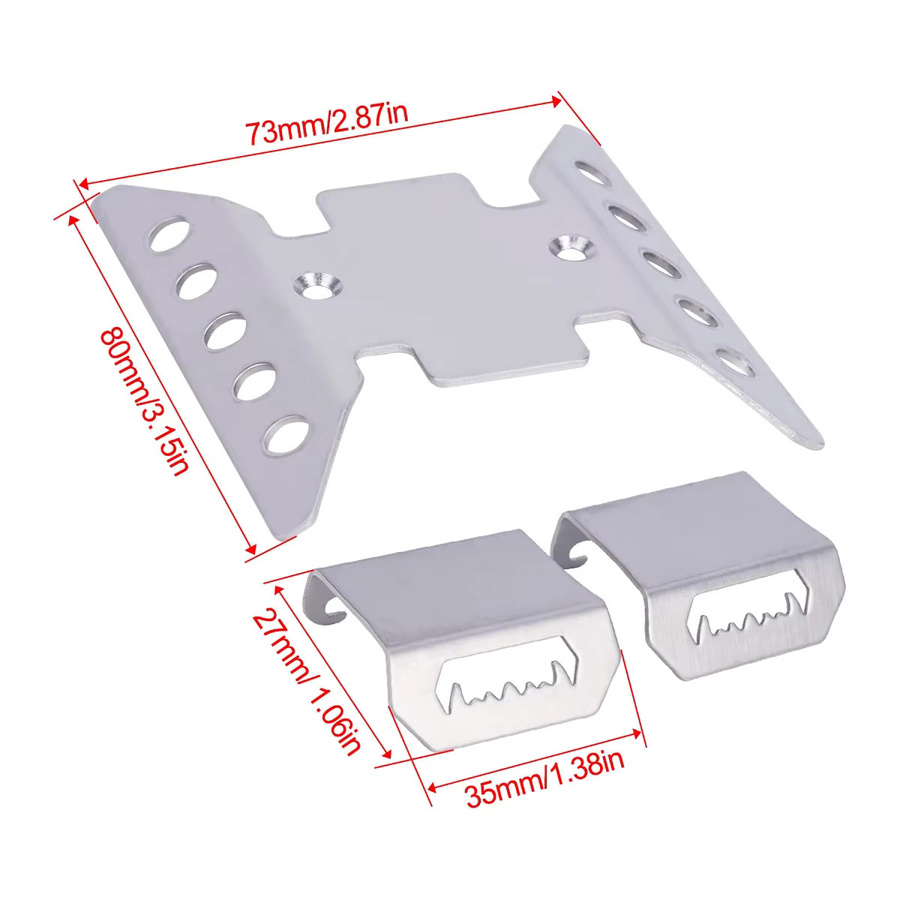 MALOM RC Edelstahl SCX10 III Achsschutz Unterfahrschutz Chassis Armor, Silber, Grau, Metall - Bild 2