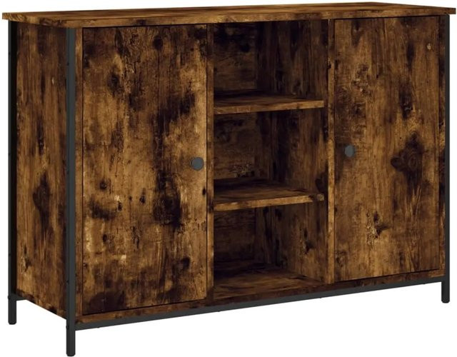 vidaXL Sideboard Räuchereiche in Braun aus Holzwerkstoff und Stahl, B/T/H: 100 x 35 x 70 cm - Bild 1