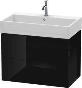 Duravit L-Cube Waschtischunterschrank wandhängend in Schwarz Hochglanz mit Schubladen, B/T/H: 78,4 x 45,9 x 54,4 cm - Bild 1