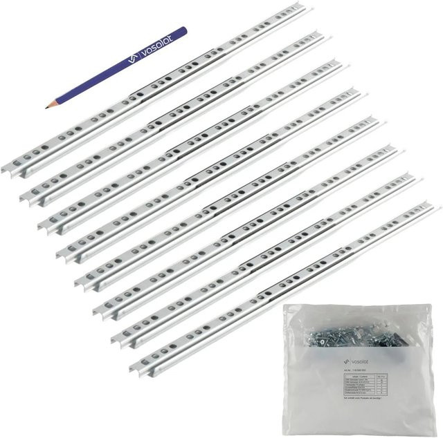 vasalat Kugelauszug Schubladenschienen Teilauszug aus Stahl in Silber, B/T/H: 310 x 31 x 17 mm - Bild 1