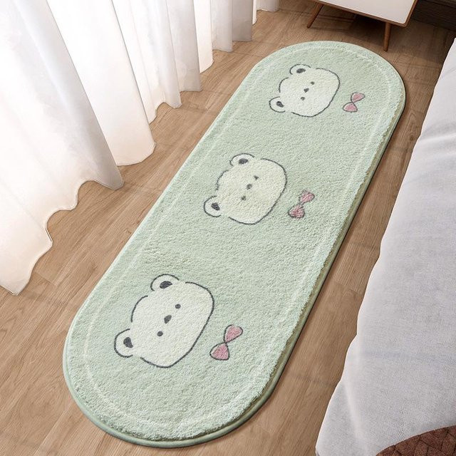 Kinder Teppich mit Herz-Motiv in Grün, Rutschfeste Fußmatte für Schlafzimmer und Kinderzimmer, B/T: 60 x 40 cm - Bild 1