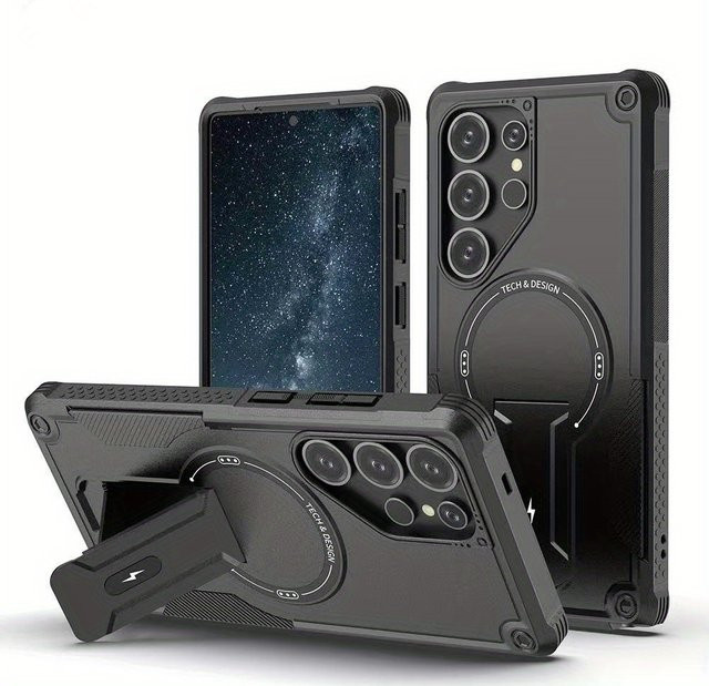 Armor Magnetische Hülle mit faltbarem Ständerhalter für Samsung Galaxy A57 A56 A55 A54 A37 A36 A35 A27 A25 A17 A16 A15 A14 A07 A06 in Schwarz - Bild 1