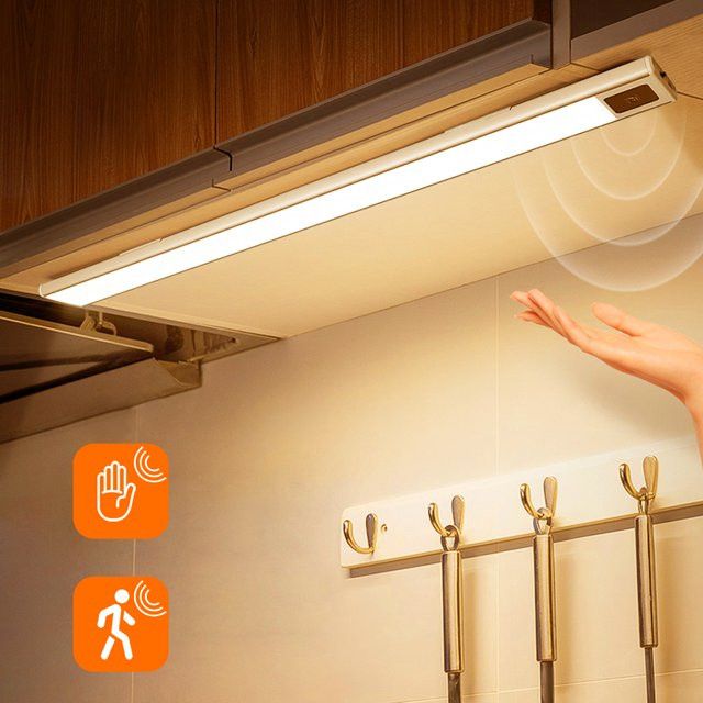 CHNAITEKE Ultradünne LED-Barlampe aus Aluminium mit Bewegungssensor und Handscan zur USB-Ladung für Schränke und Küchen - Bild 1