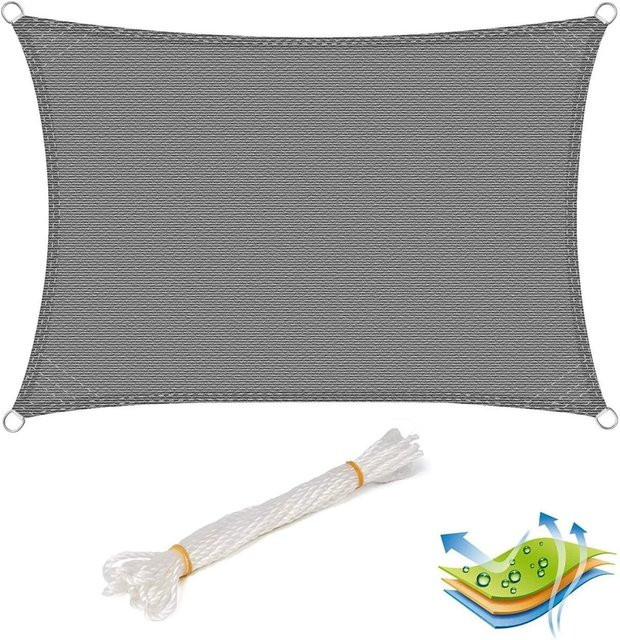 WOLTU Sonnensegel Sonnenschutz aus HDPE in Grau, Breite: 3 m, Tiefe: 2 m - Bild 1