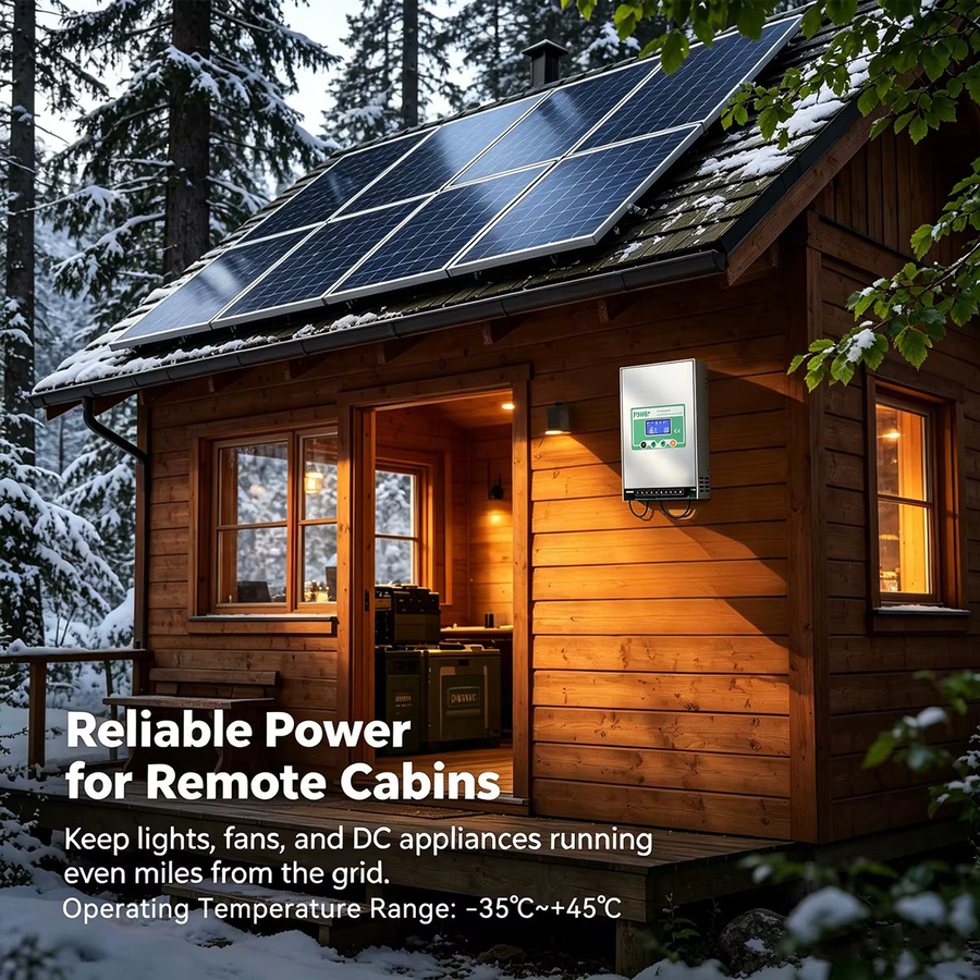 PowMr 80A MPPT Solar Laderegler für Blei- und Lithiumbatterien, 12V/24V/36V/48V, max. PV-Eingang 1200W/2400W/3600W/3840W, PV-Spannung 20-150V mit LCD-Display und Schutzfunktionen - Bild 8