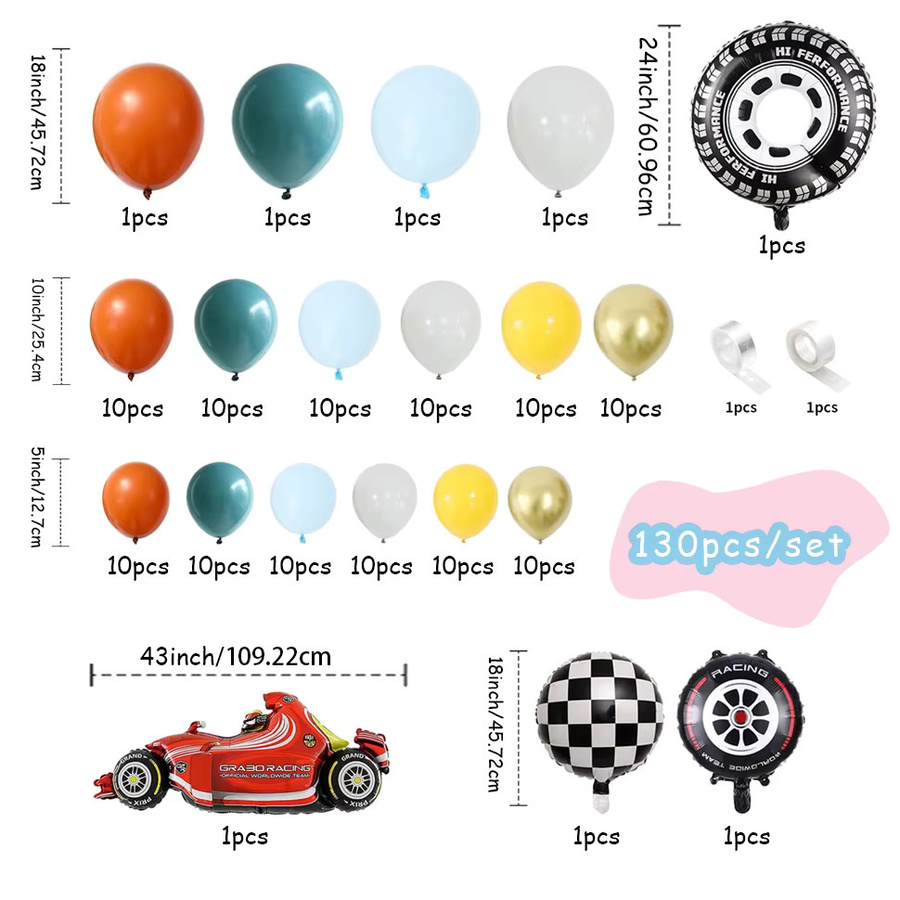 Racing-Ballon-Girlandenbogen-Set, 130-teiliges Set - Bild 2