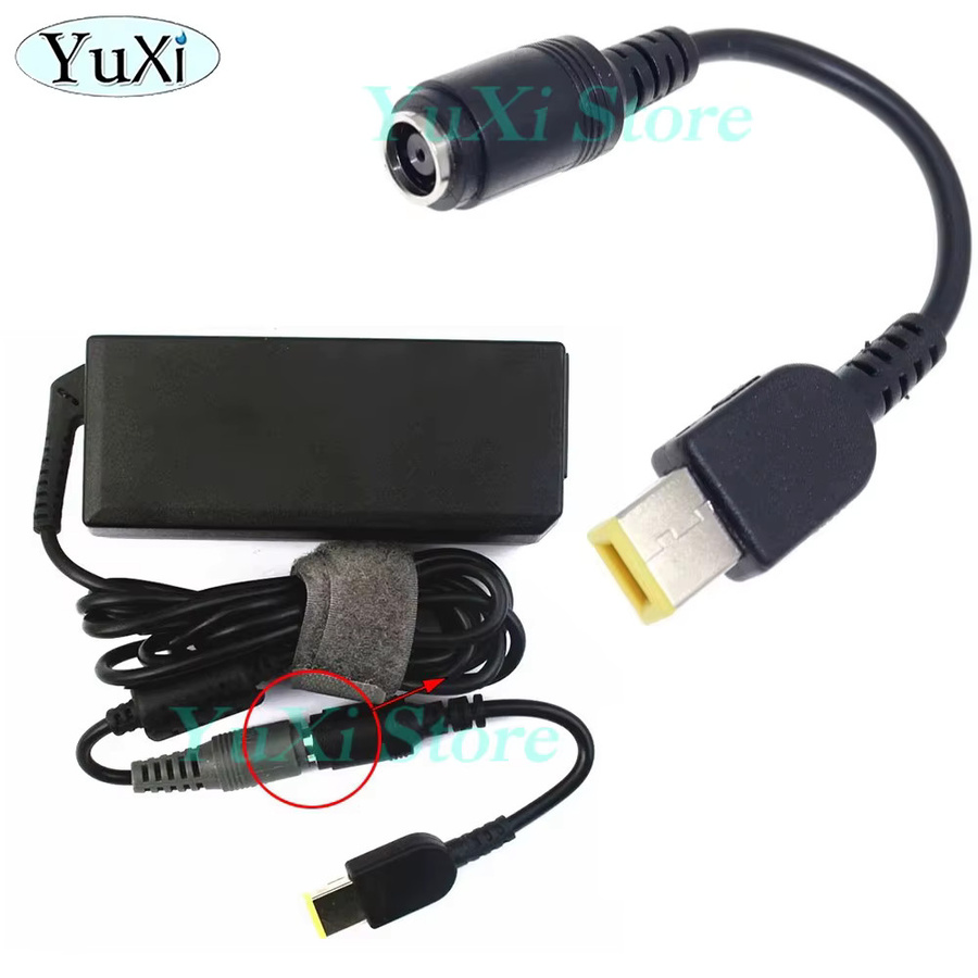 YuXi Laptop-Adapterkabel Schwarz mit quadratischem Stecker auf Buchse für Lenovo, HP und Dell, DC-Stromversorgung Ladegerät-Konverterkabel, 4,5 x 3,0 mm und 5,5 x 2,1 mm - Bild 4