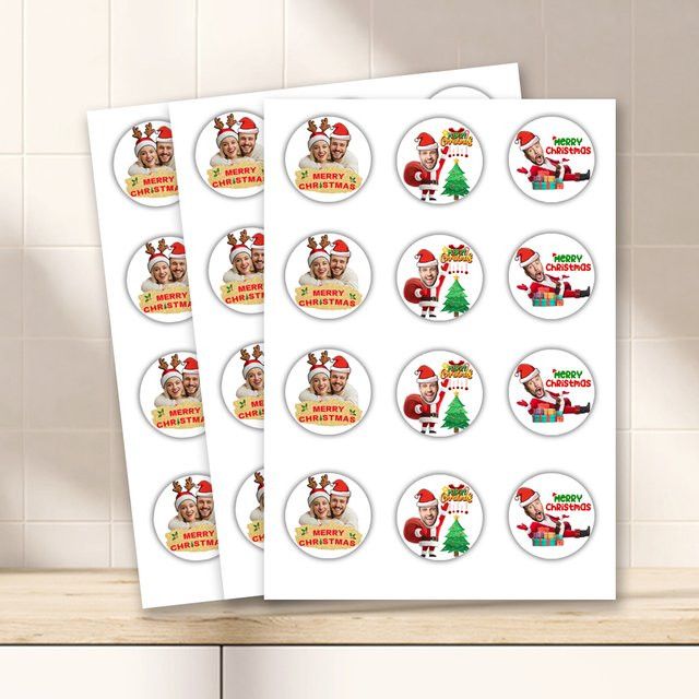 Personalisierte Foto-Weihnachtsaufkleber von WEIGAO zur Dekoration von Weihnachtsgeschenken und Dekoartikeln - Bild 1