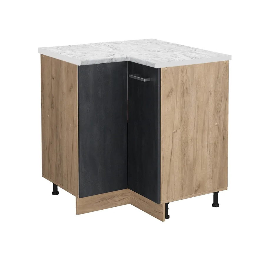 Vicco Eckunterschrank R-Line in Schwarz, Beton und Goldkraft Eiche mit Marmor-Optik für deine Küche - Bild 2