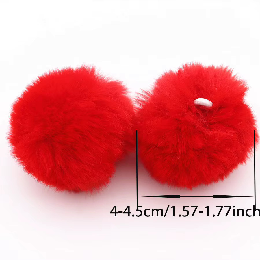 4 Stück Kunstkaninchenfell-Bommelbälle in Weiß, Durchmesser: 4 bis 4,5 cm, DIY Bastelzubehör für Hüte, Handschuhe und Taschen - Bild 2