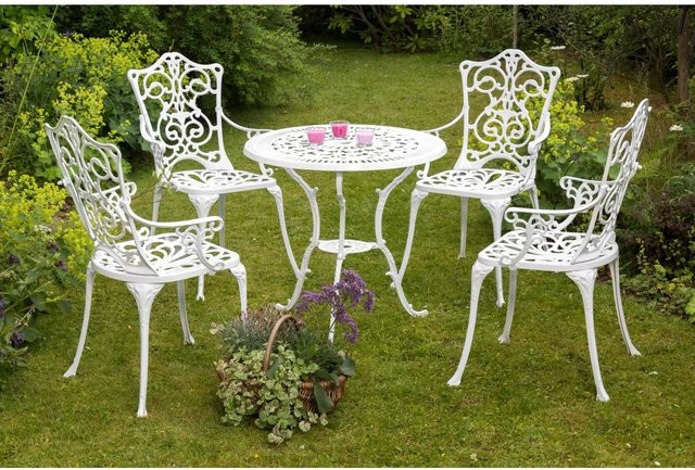 Merxx Gartenmöbel-Set Lugano 5-teilig aus Aluminiumguss in Weiß - Bild 1