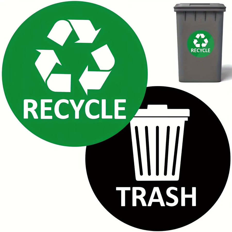 PVC-Recycling-Mülleimer-Aufkleber aus Vinyl in Mehrfarbig, 12,7 cm Durchmesser, für Behälter und Mülltonnen zur Dekoration von Heim oder Büro - Bild 2