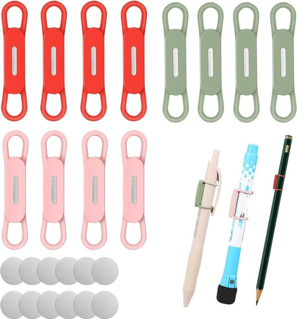 Magnetischer Stifthalter aus Silikon in Silber für Büro, Whiteboard und Kühlschrank, 3er-Set - Bild 1