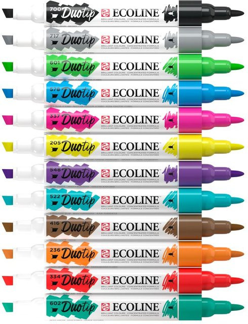 Talens Ecoline Duotip Basis-Set mit 12 Farben in Multicolor als Brush-Stifte für Erwachsene - Bild 1