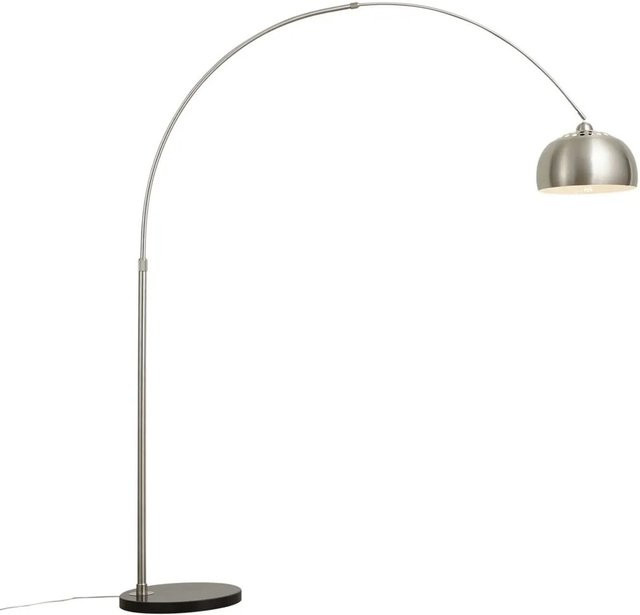 QAZQA Moderne Bogenlampe Grande aus Stahl in Silber, höhenverstellbar und dimmbar, B/T/H: 60,0 x 32,0 x 220,0 cm - Bild 1
