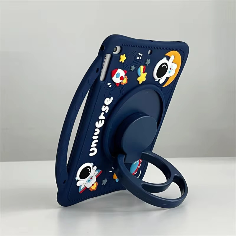 3D Cartoon Silikon Schutzhülle für Xiaomi Redmi Pad SE 11 Zoll 2023 MiPad 6/6Pro 5/5Pro mit rotierendem Stand in Blau - Bild 3