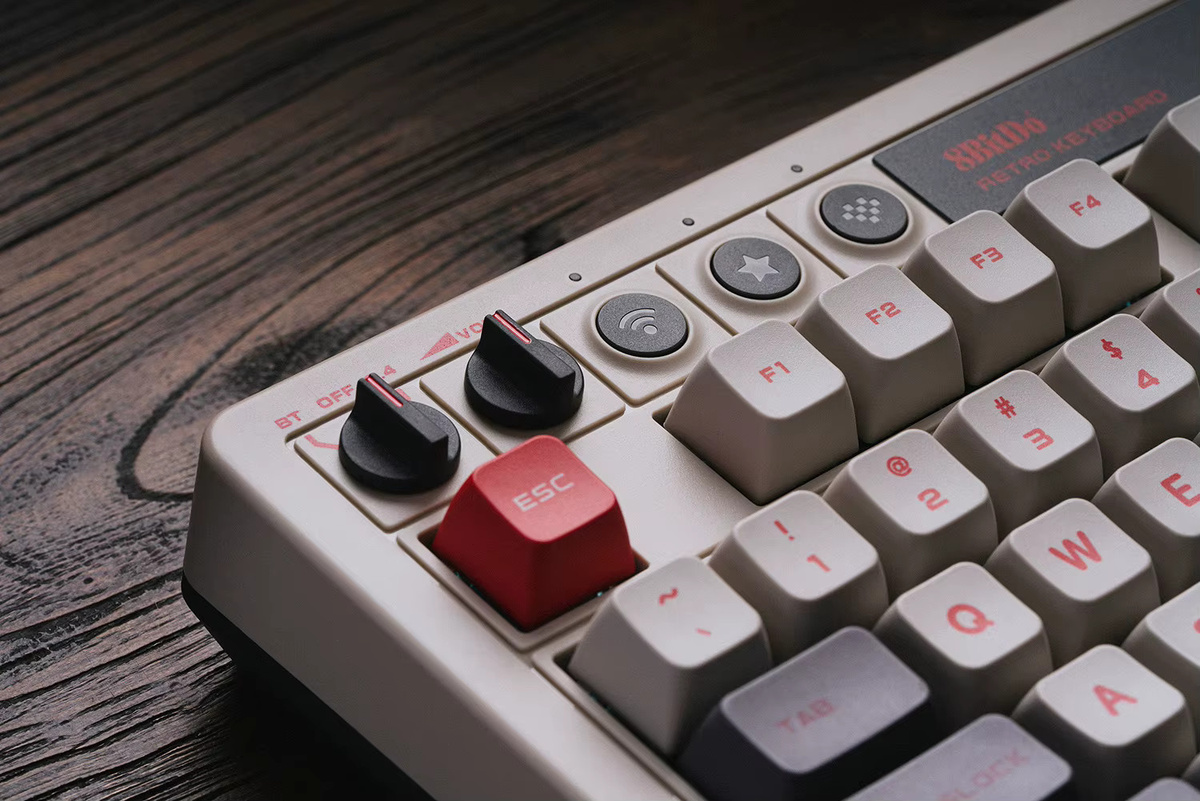 8Bitdo Retro mechanische Gaming-Tastatur mit 87 Tasten, Bluetooth, 2,4G und USB-C, Hot-Swap, Grau - Bild 3