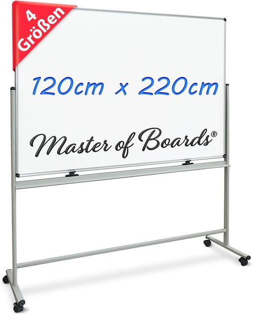 Master of Boards Whiteboard Stanford Mobil und drehbar Weiß lackiert aus Metall - Bild 1