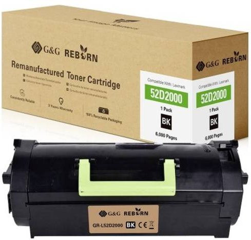 G&G Toner Cartridge kompatibel mit Lexmark 522, Schwarz, remanufactured, 6000 Seiten Kapazität - Bild 1
