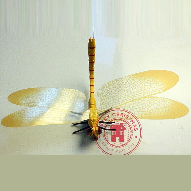 Binchi 3D Simulationslibelle Wandaufkleber in Gelb zur Dekoration von Wänden und Flaschen, 14 cm - Bild 1