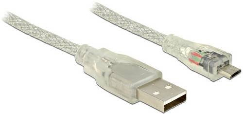 Delock USB 2.0 Kabel mit USB-A und Micro-USB Stecker, transparent, 2,00 m - Bild 1