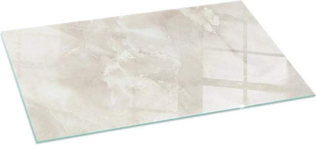Tulup Glasplatte für Kamin mit Marmormuster in Beige, B/T: 140 x 70 cm - Bild 1