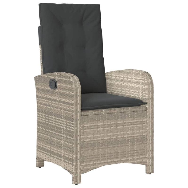Vidaxl 3-teiliges Gartenmöbel-Set aus grauem Polyrattan mit Kissen und Glastisch - Bild 3