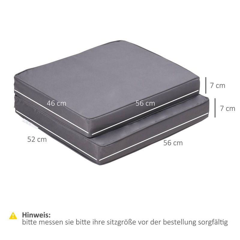 Outsunny Sitzkissen-Set hellgrau aus Polyester mit abnehmbarem Bezug B: 52 cm, H: 7 cm, T: 56 cm - Bild 3