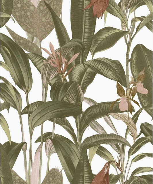 LOOKS by Wolfgang Joop Vliestapete Tropical Leaves Weiß Grün mit botanischem Naturmotiv und floralem Design, FSC-zertifiziert - Bild 1