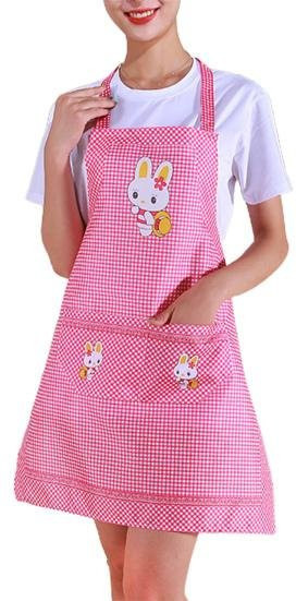 Ärmellose Reinigungsschürze mit Cartoon-Kaninchen-Motiv in Rosa für Erwachsene - Bild 1