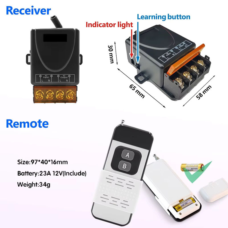 EUNNACO RF433MHz Drahtlose Fernbedienung mit Sender und Empfänger für Lampen und Elektrogeräte, Schwarz - Bild 6