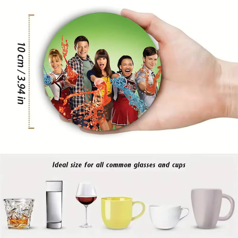 Glee-TV Untersetzer aus Holz, rund, Durchmesser: 10 cm, Mehrfarbig - Bild 5