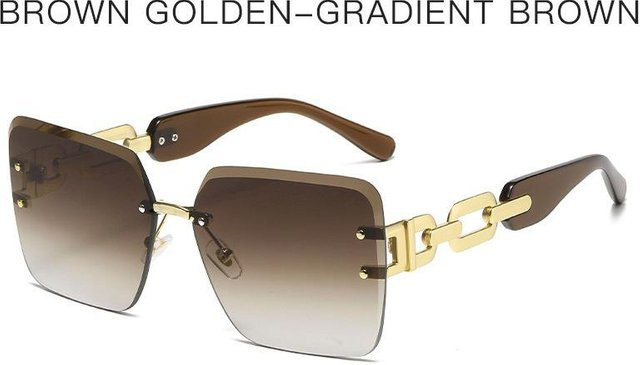 Lucky Black Cat Sonnenbrille, quadratisch, randlos, Gold, Braun, Damen - Bild 1