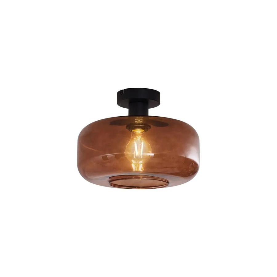 QAZQA Retro Deckenleuchte Bizle in Schwarz mit Bronzeglas - Bild 2