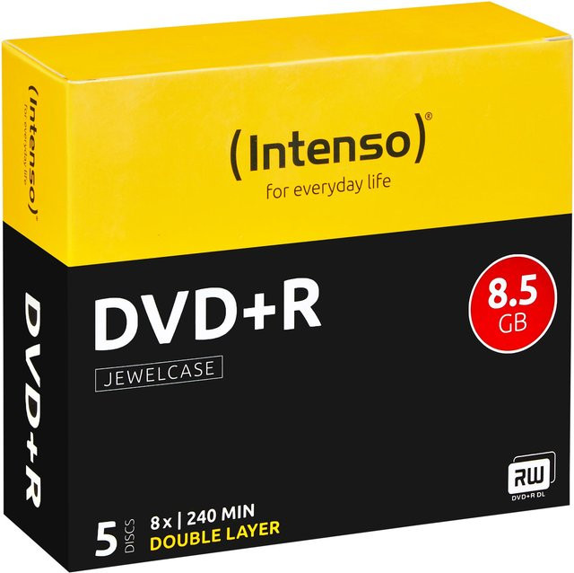 Intenso DVD+R DL Double Layer Rohlinge 8,5 GB 8X im 5er Jewelcase - Bild 1