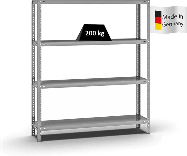 PROREGAL Fachbodenregal Medium-Duty mit 4 Ebenen, verzinkt, Farbe Silber, H x B x T: 150 x 130 x 30 cm - Bild 1