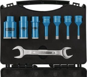 TYROLIT Fliesenbohrset DDT 8-teilig mit Diamant-Lochsägen in Blau, Durchmesser: 6,8 mm, 10 mm, 12 mm, 20 mm, 25 mm, 35 mm, Schaft M14 - Bild 1
