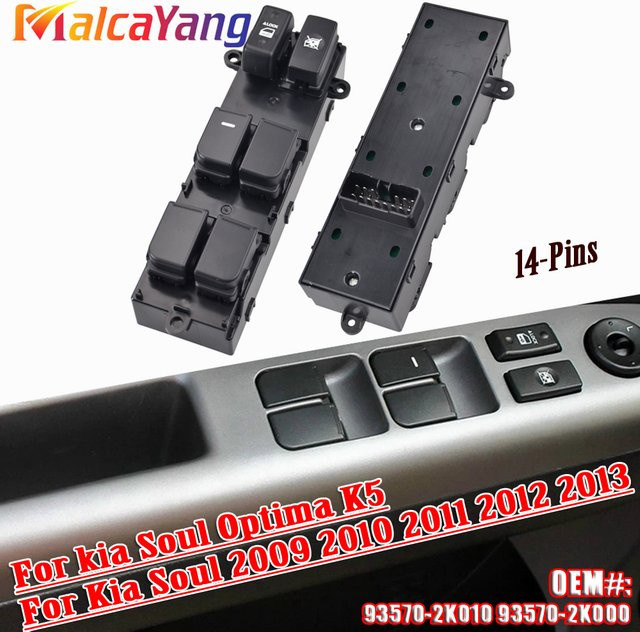 Malcayang Elektrischer Fensterheber Schalter in Schwarz für Kia Soul 2009-2013 und Kia Optima K5, Teilenummer 93570-2K010 - Bild 1