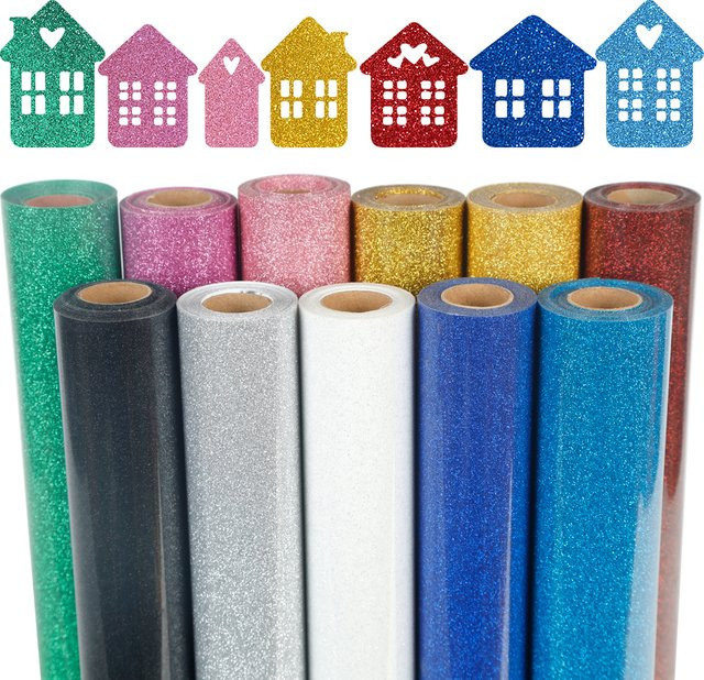 Glitzerndes Wärmeübertragungs-Vinyl zum Aufbügeln in Rot, B: 30,5 cm, L: 152 cm - Bild 1