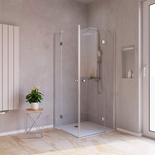 WELLWATER Duschtür Orion Drehtür aus Glas in Silber und Transparent, B: 90 cm, H: 190 cm - Bild 1