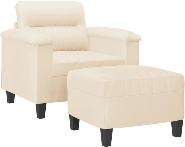 vidaXL Sessel mit Hocker in Beige aus Mikrofasergewebe - Bild 1