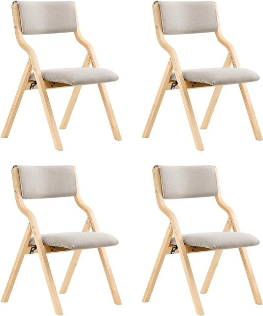 SoBuy 4er Set Esszimmerstühle Klappstühle Polsterstühle mit Lehne aus Birkenholz in Grau FST40-HGx4 - Bild 1