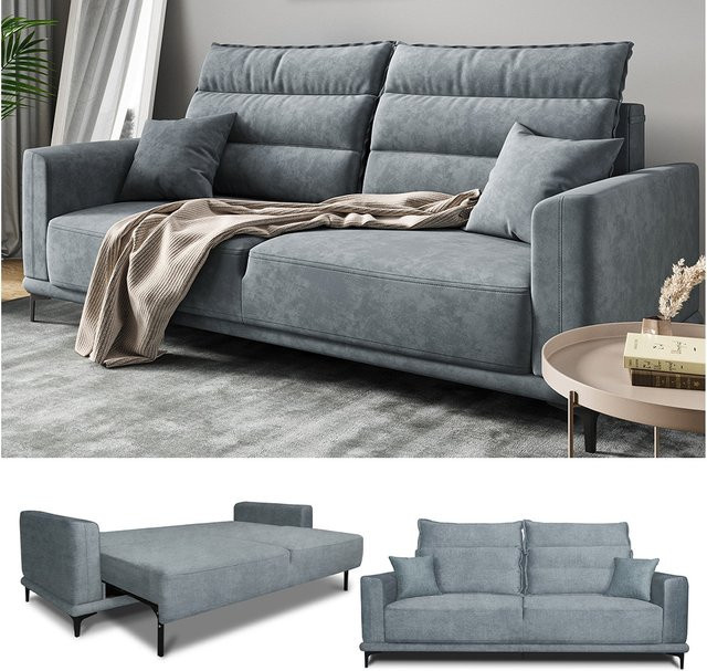VitaliSpa Schlafsofa Caprioli Boxspringsofa als 2-Sitzer in Grau mit Schlaffunktion und Taschenfederkern, Breite: 236 cm, Tiefe: 100 cm - Bild 1