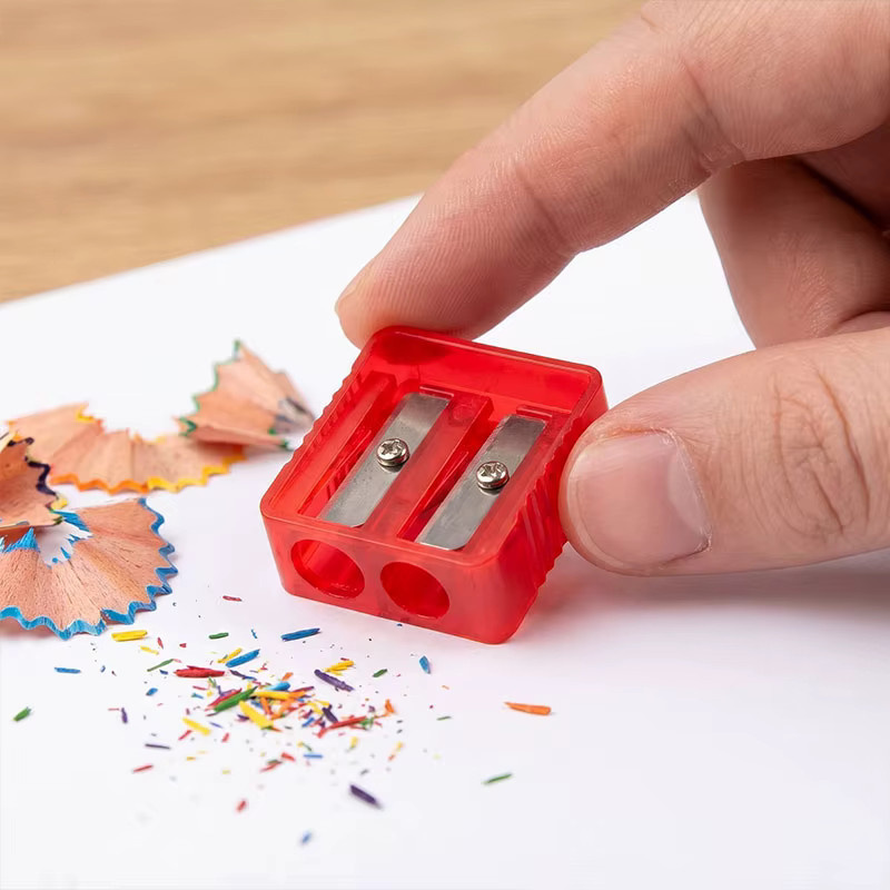 MOTARRO Bleistiftspitzer-Set, 2-teilig, manueller Spitzer mit zwei Löchern in Rot und Blau - Bild 5