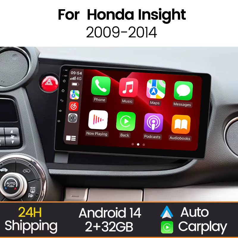 STRONGNAVI Android Autoradio mit 9 Zoll Bildschirm für Honda Insight 2 (2009-2014), Kabelloses CarPlay und Bluetooth, Schwarz - Bild 2